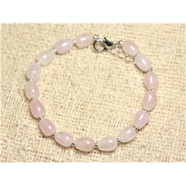 Bracciale Argento 925 e Pietra - Gocce di Quarzo Rosa 8mm 