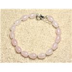 Bracelet Argent 925 et Pierre - Quartz Rose Gouttes 8mm 