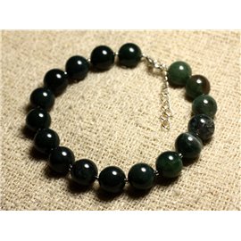 Armband Zilver 925 en halfedelsteen - Moss Agate10mm 