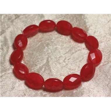 Bracelet Pierre semi précieuse - Jade Rouge Ovales Facettés 14x10mm