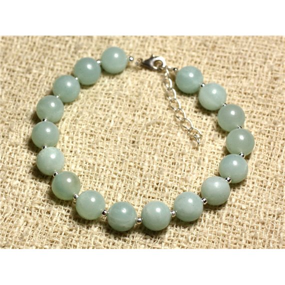 Bracelet Argent 925 et Pierre semi précieuse - Amazonite 8mm