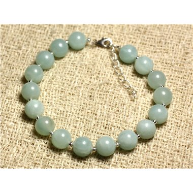 Bracelet Argent 925 et Pierre semi précieuse - Amazonite 8mm