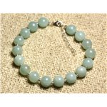 Bracelet Argent 925 et Pierre semi précieuse - Amazonite 8mm