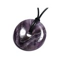 Collier Pendentif Pierre - Amethyste Rond Cercle Donut Pi 40mm Violet Mauve