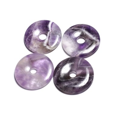 Collier Pendentif Pierre - Amethyste Rond Cercle Donut Pi 40mm Violet Mauve