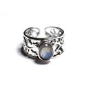 N224 - Bague Argent 925 et Pierre - Labradorite Ovale 9x7mm 