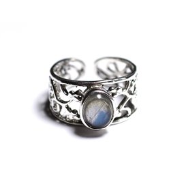 N224 - Anello in argento 925 e pietra - Labradorite ovale 9x7mm 