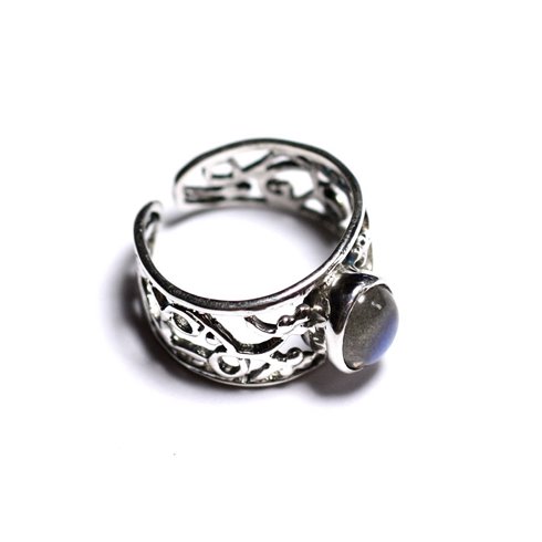 N224 - Bague Argent 925 et Pierre - Labradorite Ovale 9x7mm