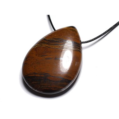 Collier Pendentif en Pierre - Oeil de Tigre grande goutte 60mm 