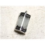 N9 - Pendentif Argent massif 925 et Pierre - Aigue Marine Brute 32mm 