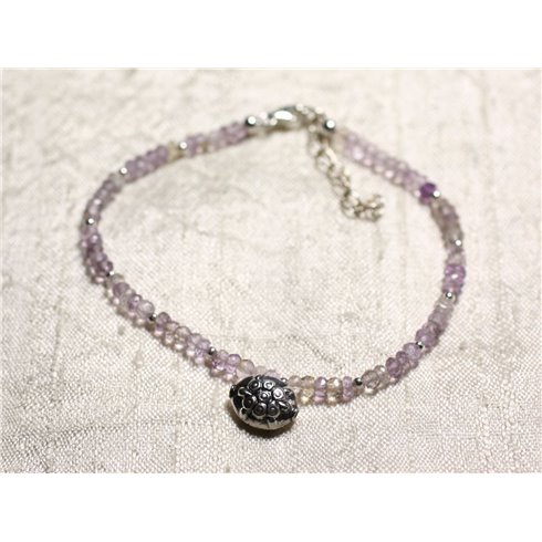 Bracelet Argent 925 et Pierre - Amétrine rondelles facettées 3mm