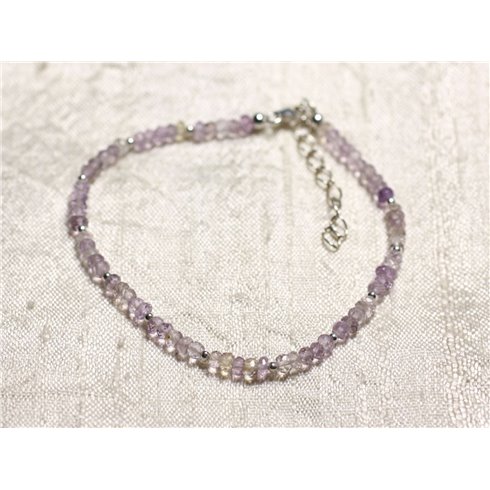 Bracelet Argent 925 et Pierre - Amétrine rondelles facettées 3mm 