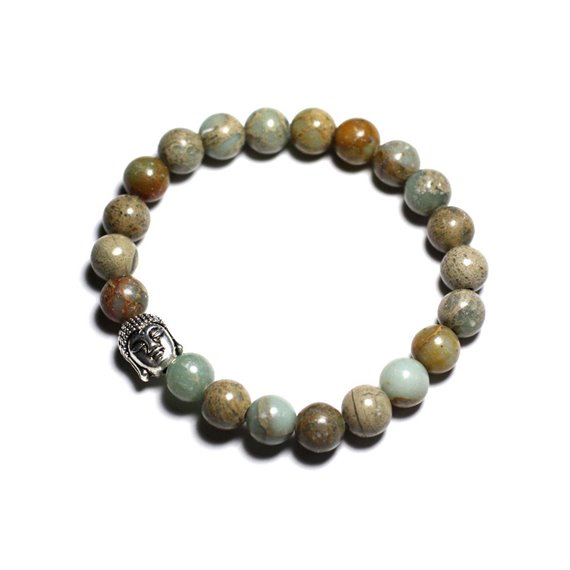 Bracelet Bouddha et Pierre semi précieuse - Jaspe Aqua Terra 