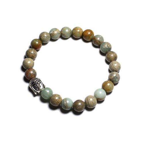 Bracelet Bouddha et Pierre semi précieuse - Jaspe Aqua Terra 