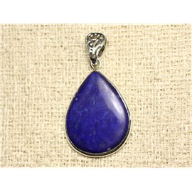 N37 - Pendant Silver 925 and Stone - Lapis Lazuli Drop 31x24mm 