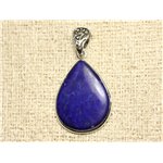 N37 - Pendentif Argent 925 et Pierre - Lapis Lazuli Goutte 31x24mm 