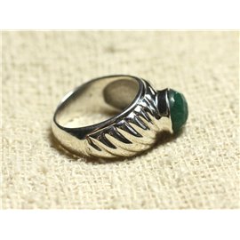 N121 - Bague Argent 925 et Pierre - Aventurine Verte Rond Facetté 9mm  N121 - Bague Argent 925 et Pierre - Aventurine Verte Rond Facetté 9mm
