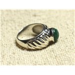 N121 - Bague Argent 925 et Pierre - Aventurine Verte Rond Facetté 9mm 