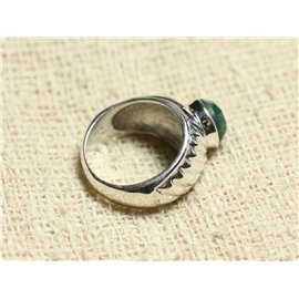 N121 - Bague Argent 925 et Pierre - Aventurine Verte Rond Facetté 9mm  N121 - Bague Argent 925 et Pierre - Aventurine Verte Rond Facetté 9mm