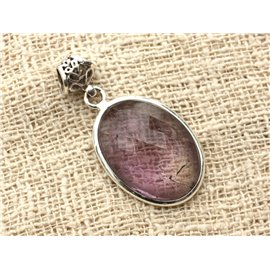 n14 - 925 Silber Anhänger und Stein - Facettierter Amethyst Oval 27x19mm 