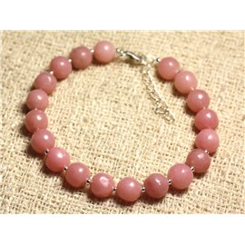 Bracelet 925 Silver and semi precious stone - Pink Opal 8mm