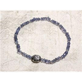 Bracelet 925 Silver and Stone - Iolite Light blue faceted washers 3mm 
