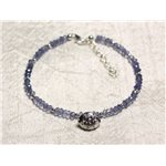 Bracelet Argent 925 et Pierre - Iolite Bleu clair rondelles facettées 3mm 