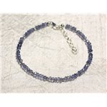 Bracelet Argent 925 et Pierre - Iolite Bleu clair rondelles facettées 3mm 