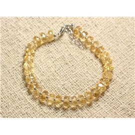 925 Silver and Stone Bracelet - Citrine Faceted Rondelles 7mm 
