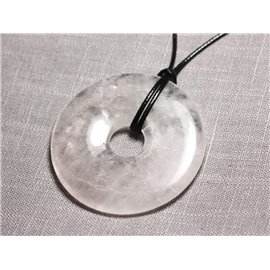 Collier Pendentif en Pierre - Améthyste lavande Donut Pi 60mm 