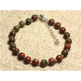 Armband 925 Silber und Stein - Unakite 6mm 