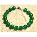 Bracelet Argent 925 et Pierre semi précieuse - Onyx Vert 8mm