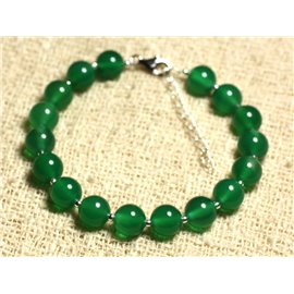 Bracciale Argento 925 e pietra semipreziosa - Onice verde 8mm