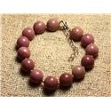 Bracelet Argent 925 et Pierre - Rhodonite 10mm 