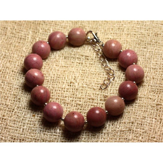 Bracelet Argent 925 et Pierre - Rhodonite 10mm 