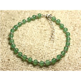 Armband 925 Zilver en Steen - Groene Jade 4 mm 