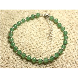 Bracelet 925 Silver and Stone - Green Jade 4mm 