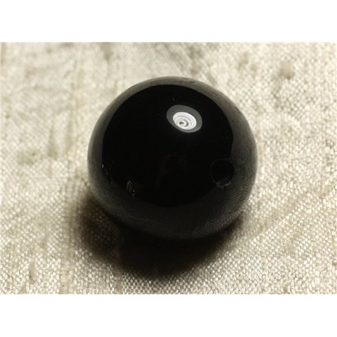 Pendule Métal Argenté Rhodium et Pierre semi précieuse - Agate noire Boule 25mm