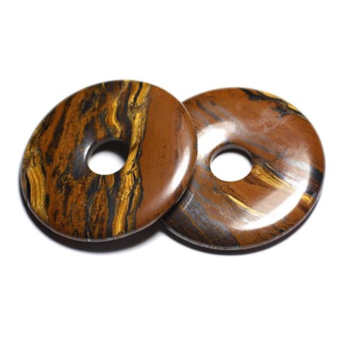Collier Pendentif en Pierre - Oeil de Tigre Donut Pi 60mm