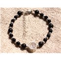 Bracelet Argent 925 et Pierre - Tourmaline noire et Onyx mat 5-6mm 