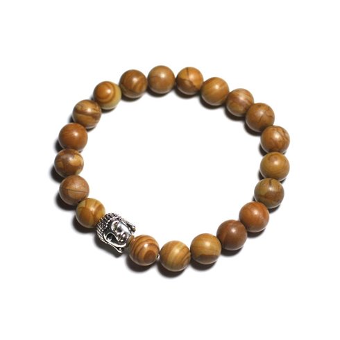 Bracelet Bouddha et Pierre semi précieuse - Jaspe Bois 