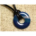 Collier Pendentif en Pierre - Agate Bleue Donut 20mm 