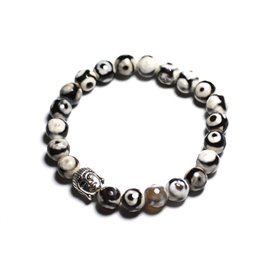 Bracciale Buddha e pietre semipreziose - Agata occhio bianco e nero 