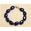 Bracelet Argent 925 et Pierre - Lapis Lazuli Olives 12mm 