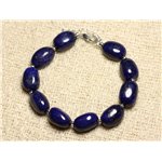 Bracelet Argent 925 et Pierre - Lapis Lazuli Olives 12mm 