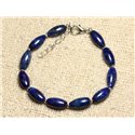 Bracelet Argent 925 et Pierre - Lapis Lazuli Olives 12mm 