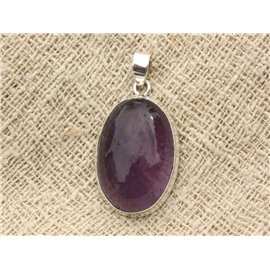 n2 - 925 Silver Pendant and Stone - Oval Amethyst 29x20mm 