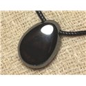 Collier Pendentif en Pierre - Hématite Goutte 25mm