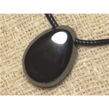 Collier Pendentif en Pierre - Hématite Goutte 25mm