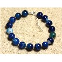 Bracelet Argent 925 et Pierre semi précieuse - Agate Bleue 8mm